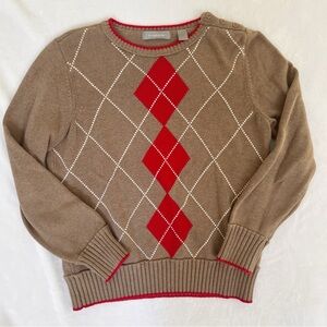 Liz Claiborne Brown Red Argyle Sweater Size Large Cotton Preppy Retro